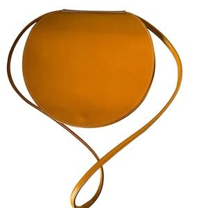 Handmade Yellow Leather Round Crossbody Bag Greece Karambinakis